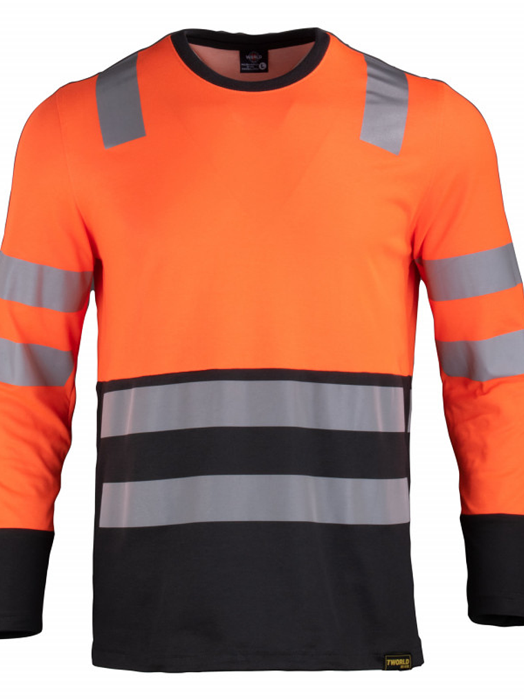 Polera Cuello Redondo Bicolor Con Reflectantante Manga Larga. 1