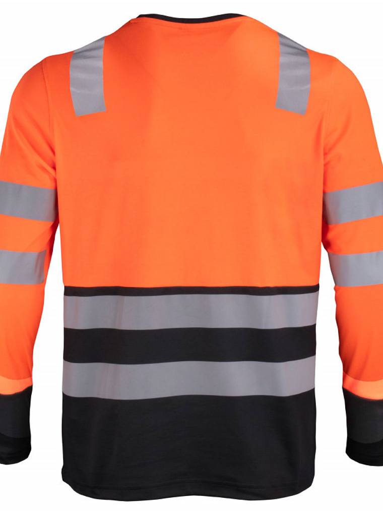 Polera Cuello Redondo Bicolor Con Reflectantante Manga Larga. 2