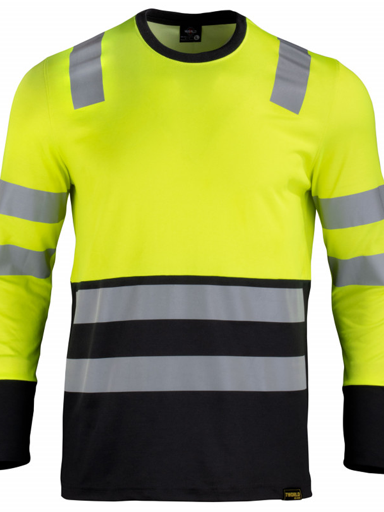 Polera Cuello Redondo Bicolor Con Reflectantante Manga Larga. 3