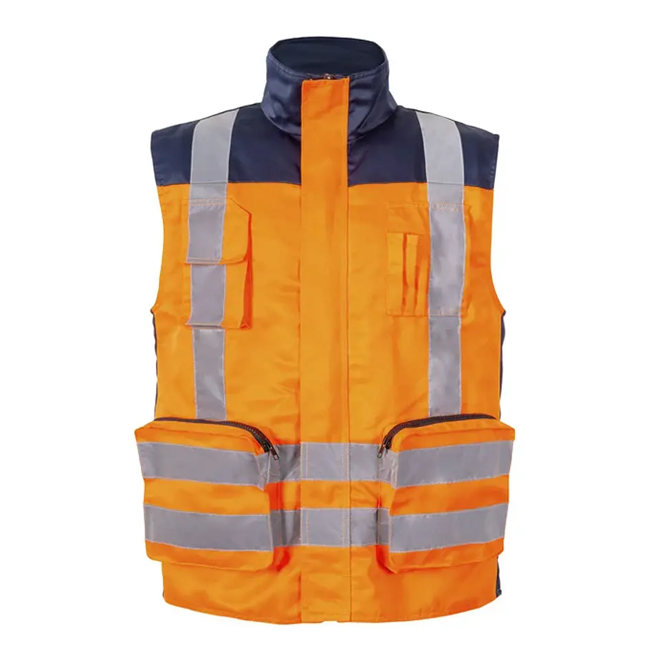 CHALECO BICOLOR PREMIER 360° GABARDINA AZUL/NARANJO 1