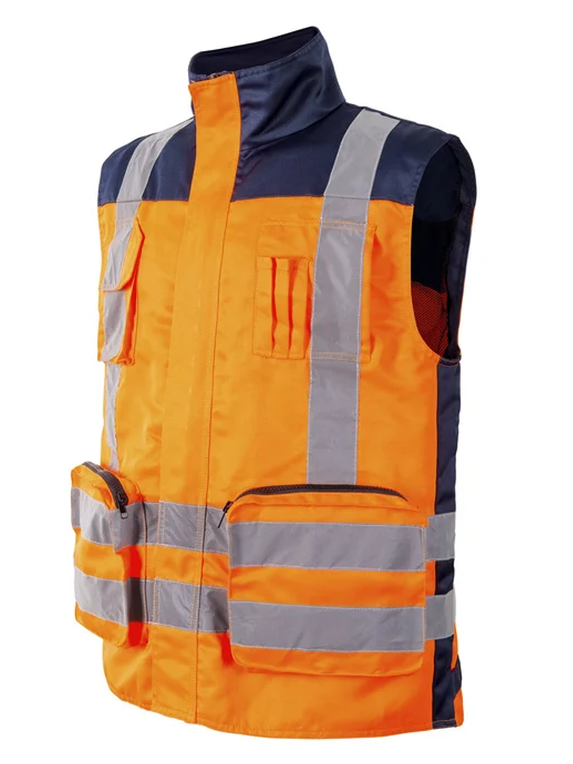 CHALECO BICOLOR PREMIER 360° GABARDINA AZUL/NARANJO 2