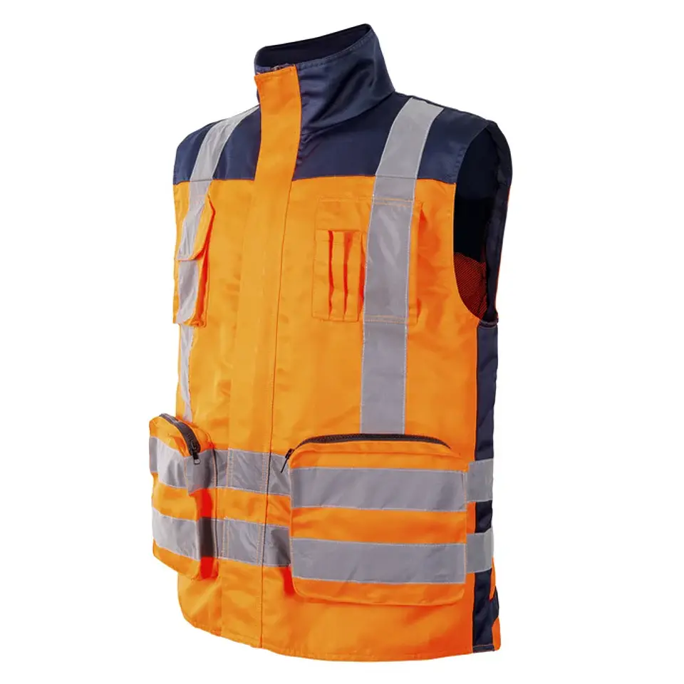 CHALECO BICOLOR PREMIER 360° GABARDINA AZUL/NARANJO 2