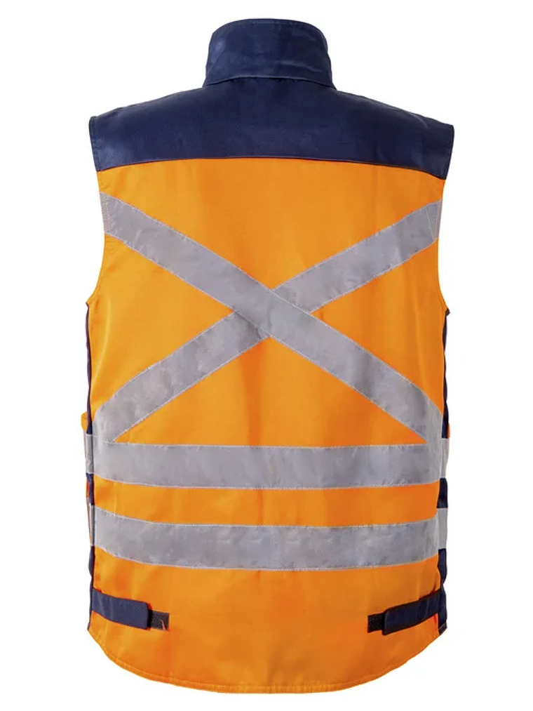 CHALECO BICOLOR PREMIER 360° GABARDINA AZUL/NARANJO 3