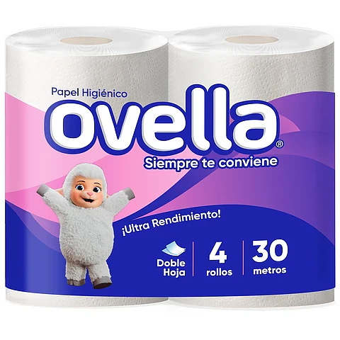 Ovella, Papel Higiénico. Pack 4 rollos 30 metros C/U