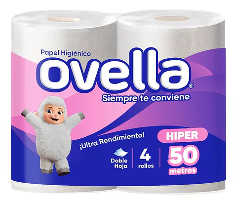 Ovella, Papel Higiénico. Pack 4 rollos 50 metros C/U