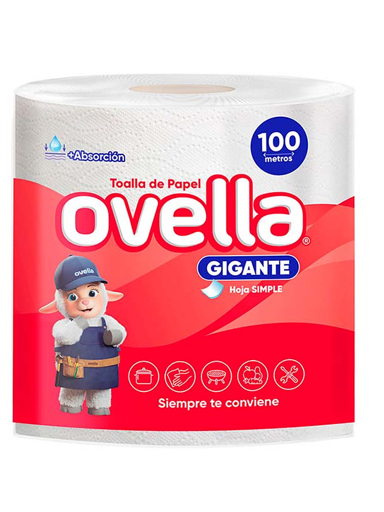 Ovella, Toalla Papel Prepicada 100 Metros. Hoja Simple.  1