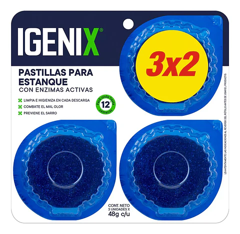 IGENIX, PASTILLA PARA  BAÑO PACK 3 UNIDADES