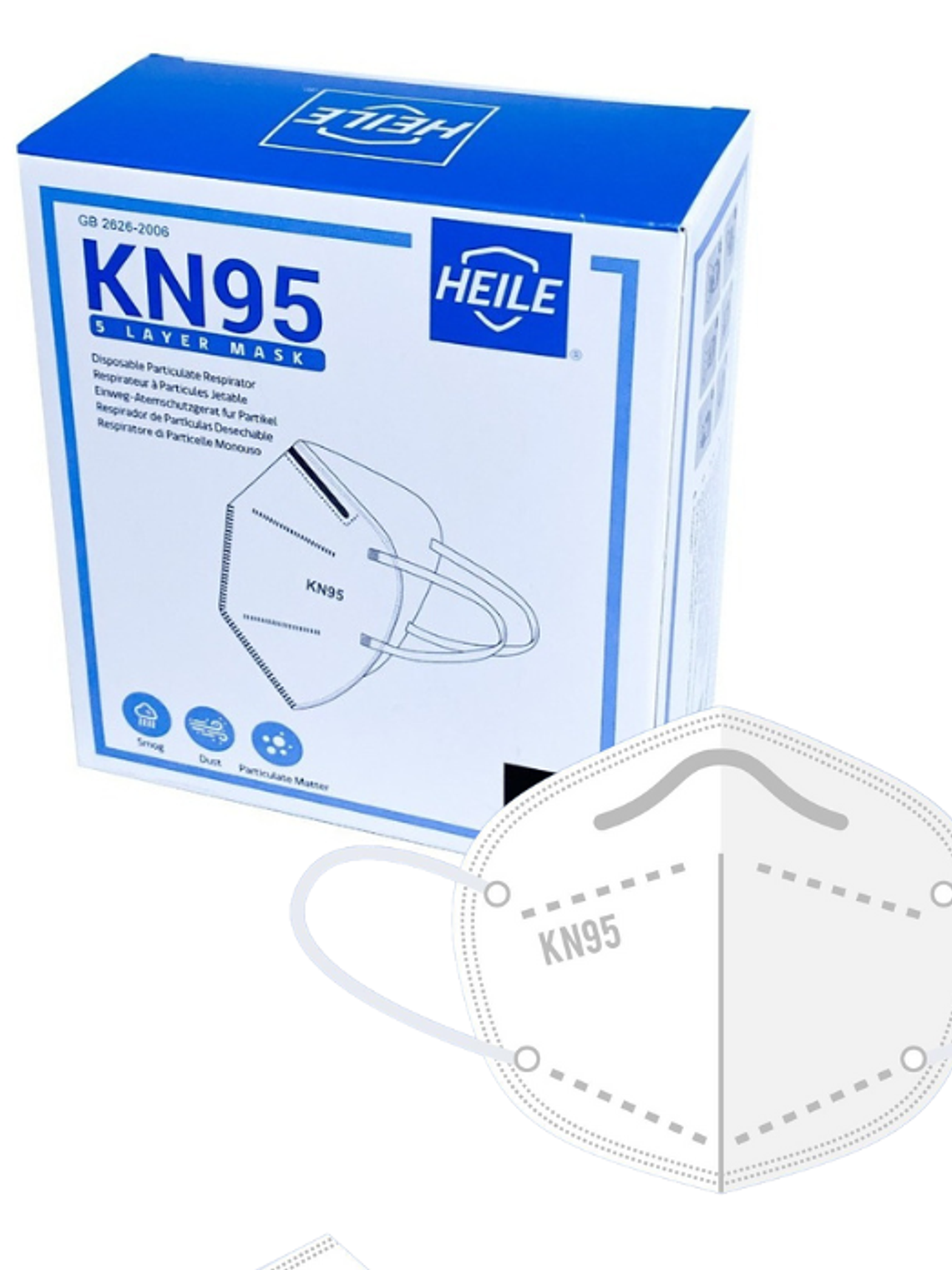 Mascarilla KN95 Desechable. Caja  20  Unidades.  Blanca/ Negra 2