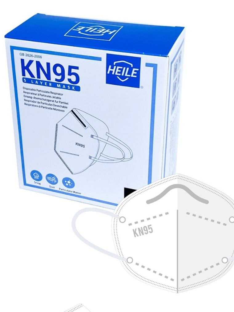 Mascarilla KN95 Desechable. Caja  20  Unidades.  Blanca/ Negra 2