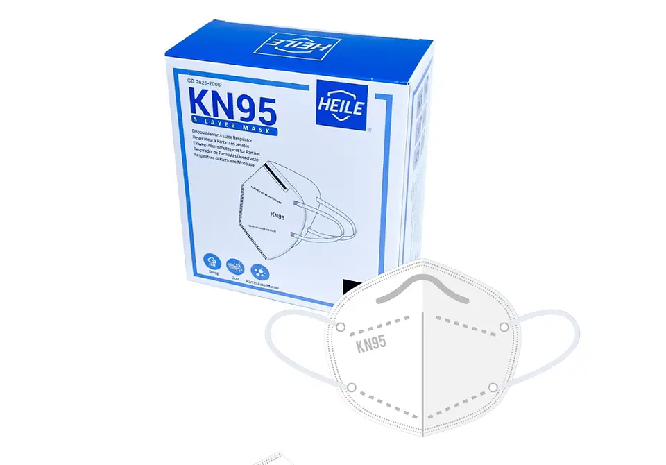 Mascarilla KN95 Desechable. Caja  20  Unidades.  Blanca/ Negra 2