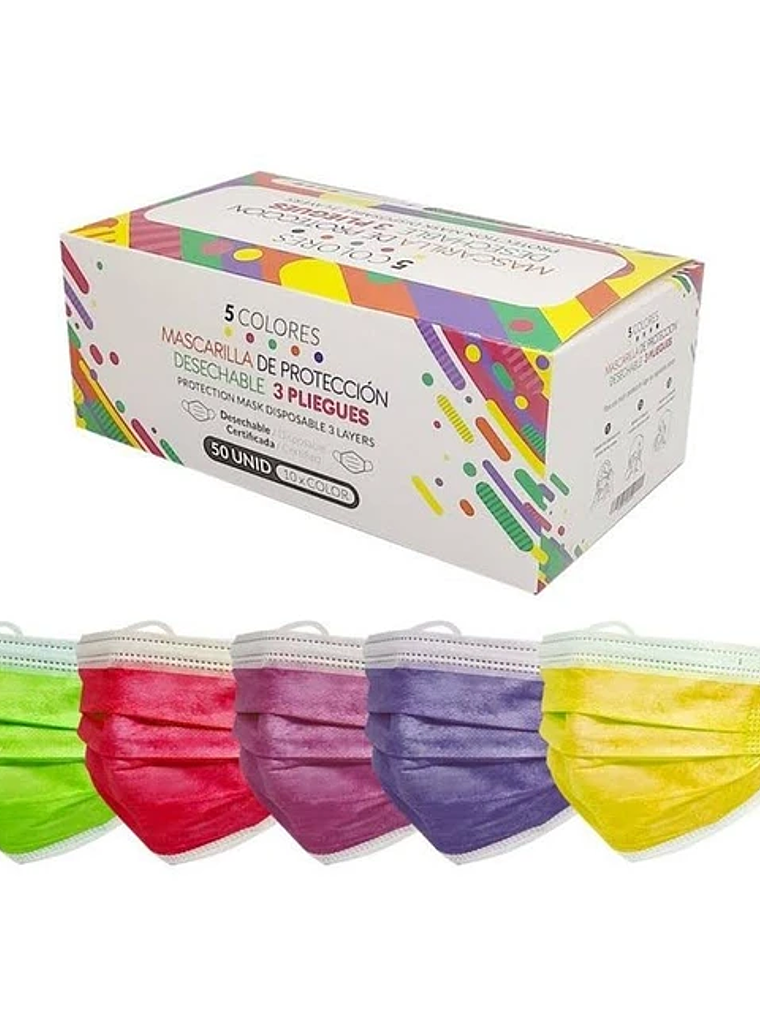 Mascarilla Facial 3 pliegues Desechable Niños. Paquete 50 Unidades. Unisex 1