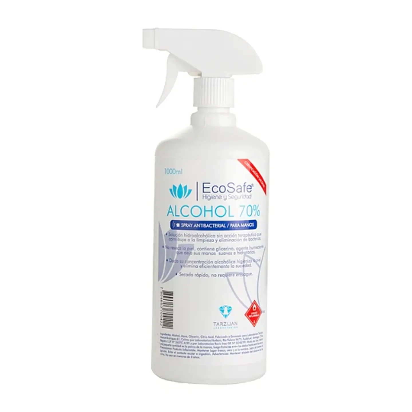 Alcohol Spray  70% Ecosafe. 1 litro 1