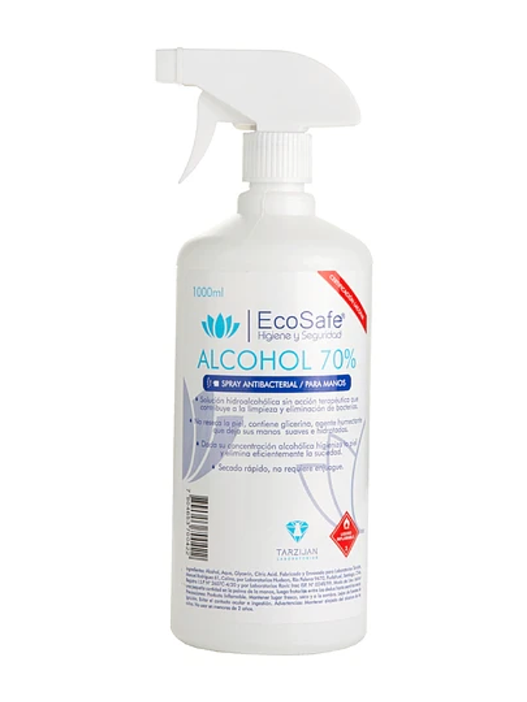 Alcohol Spray  70% Ecosafe. 1 litro 1