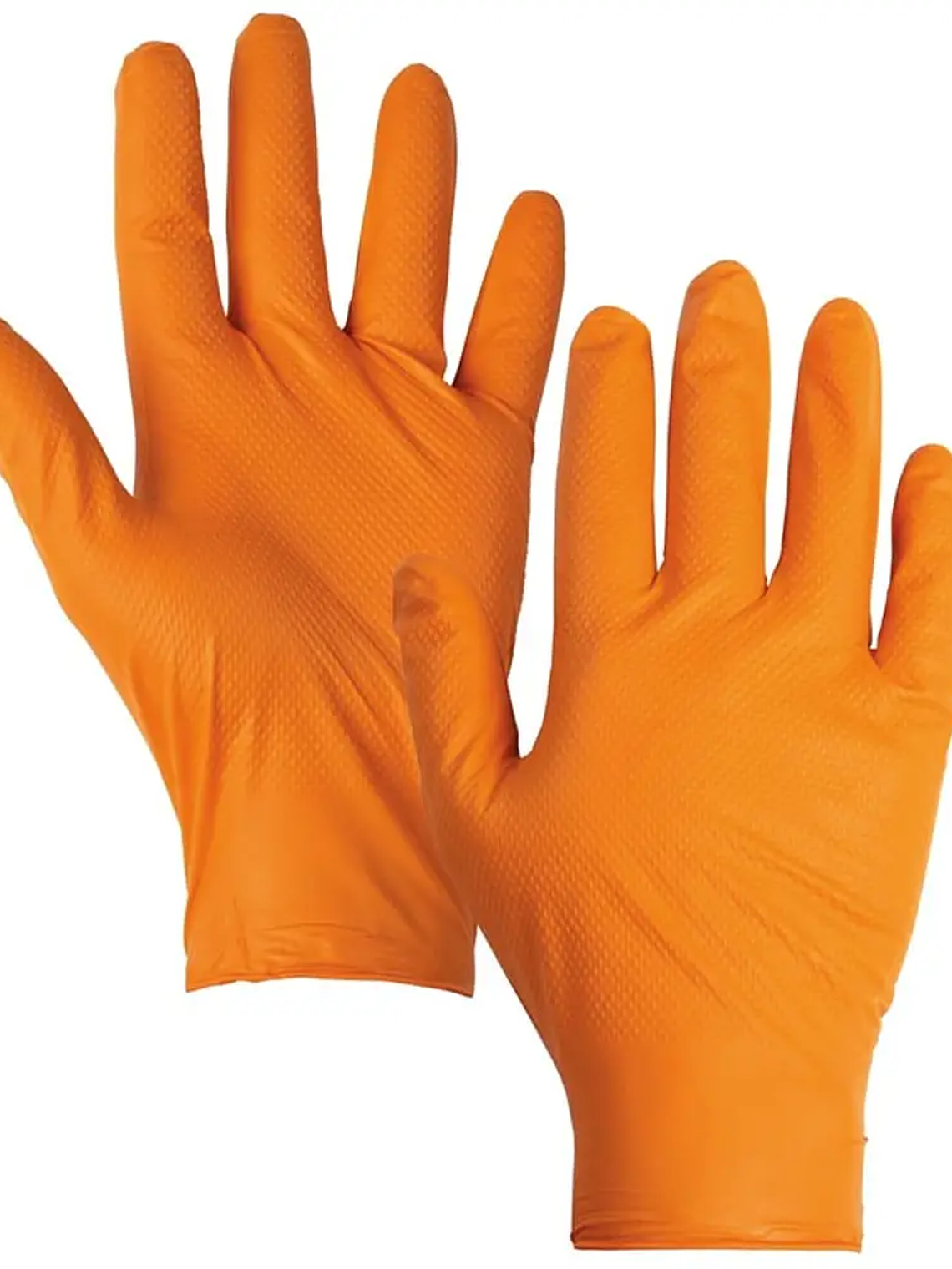 Guante Nitrilo Naranjo Diamantado. Empaque en Caja de 50 Unidades (25 pares). 1