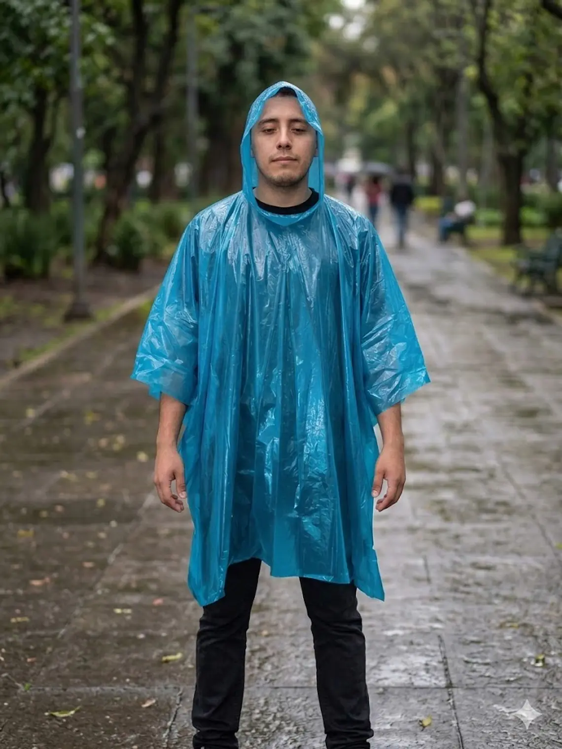Poncho de emergencia Biodegradable azul Alaska. 1