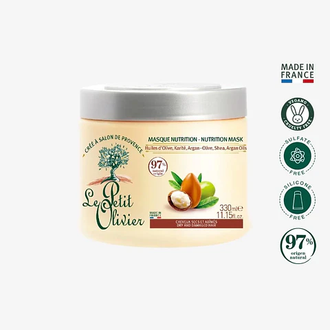 Máscara capilar reparadora para cabello seco y dañado 330 ml. Le Petit Olivier 