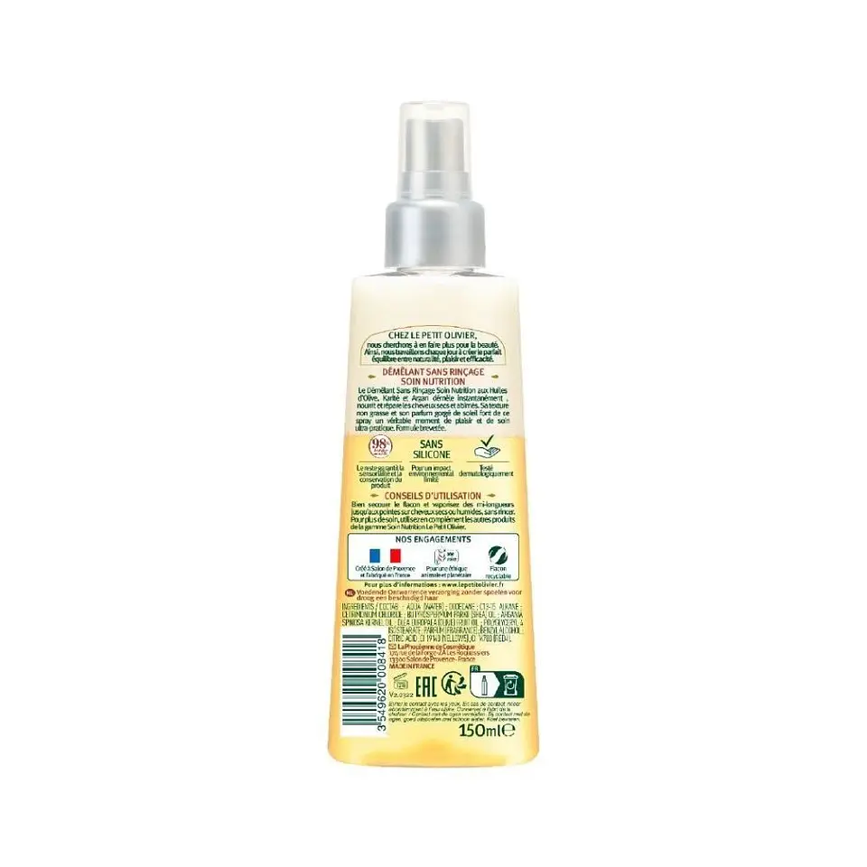 Desenredante bifásico para cabello seco y dañado 150 ml. Le Petit Olivier  3