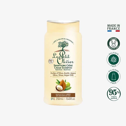 Shampoo para cabello seco y dañado 250ml. Le Petit Olivier 