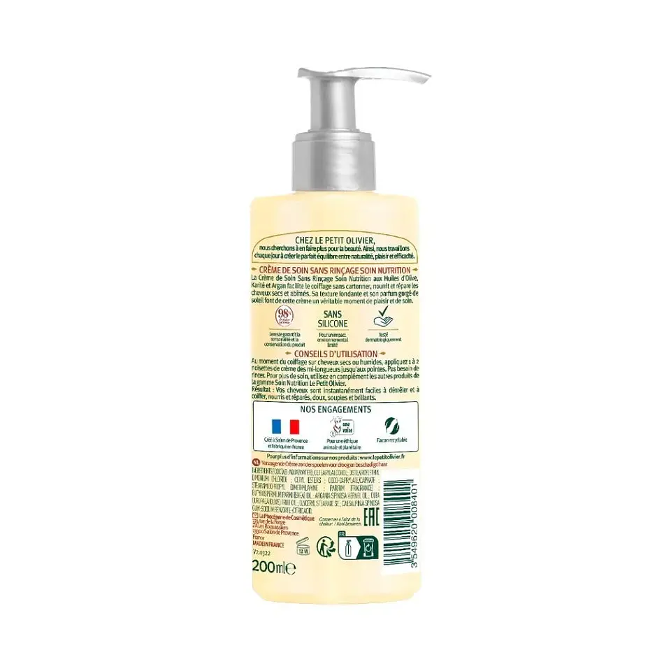 Crema de Peinar para cabello seco y dañado 200 ml. Le Petit Olivier 3