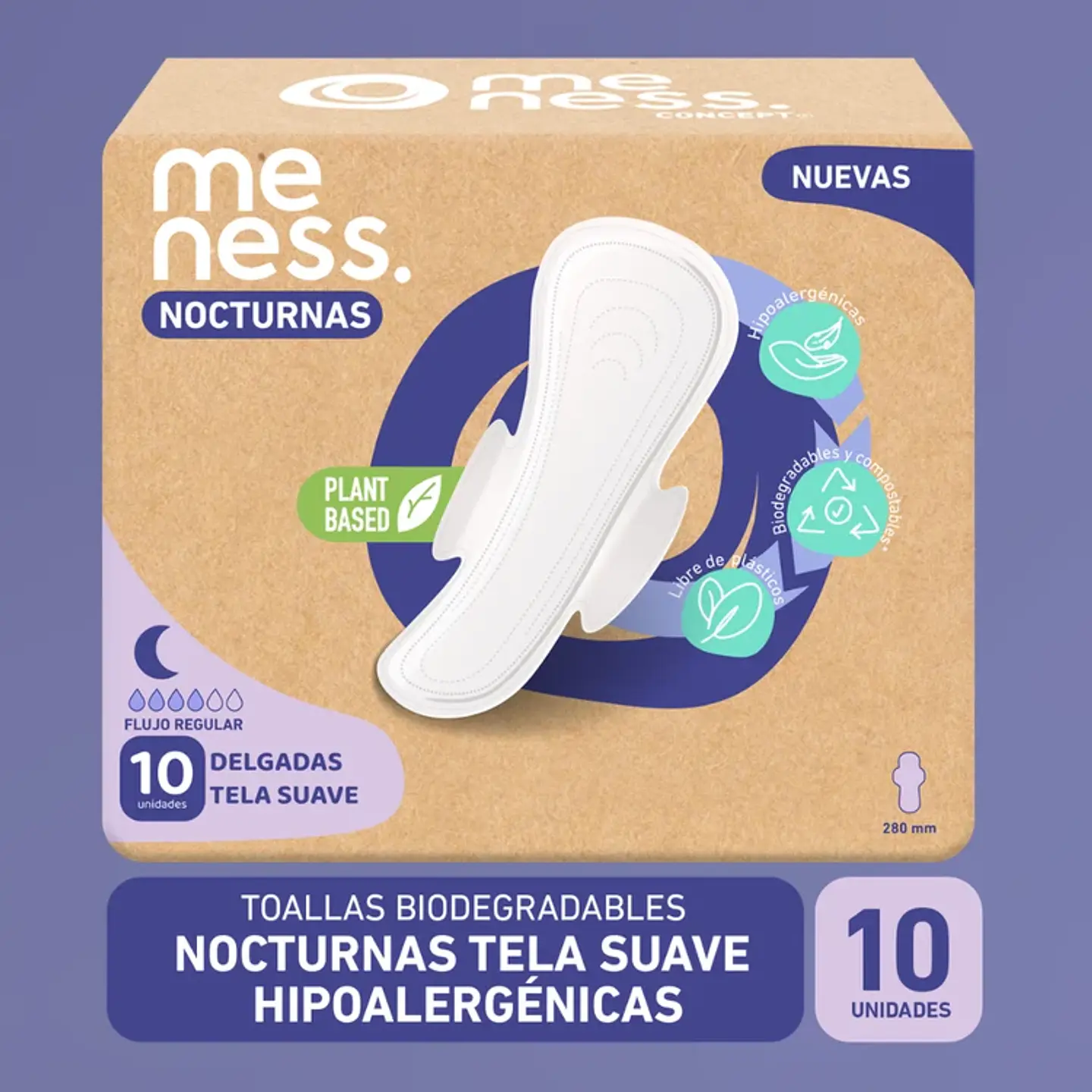 Toalla Nocturna Tela Suave Biodegradable 10u 1