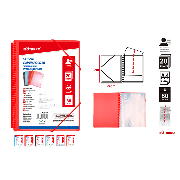 Carpeta Roja con 20 fundas con elásticos 1