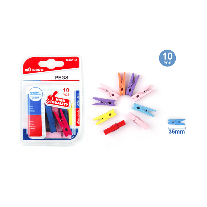 Pinzas de Madera Multicolor 35 mm 10 pcs 1