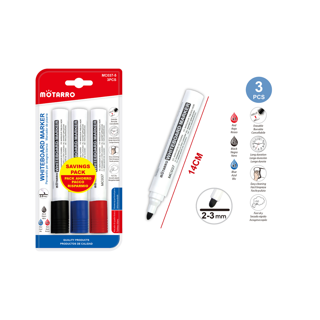 Plumon De Pizarra 3 Colores 23 Mm 3 Pcs 1