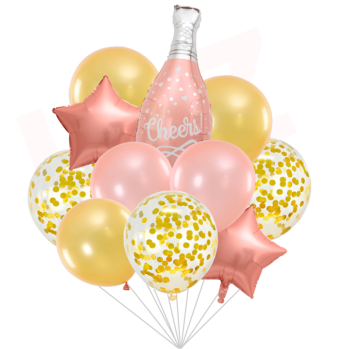 Set Globos Champaña Rosada 11 pcs 1