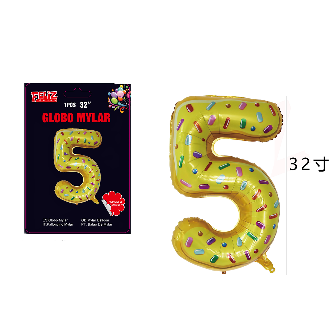 Globo Número 5 Dorado Candy Style 81 cm 1
