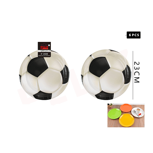 Plato de Cartón Diseño Futbol 23cm