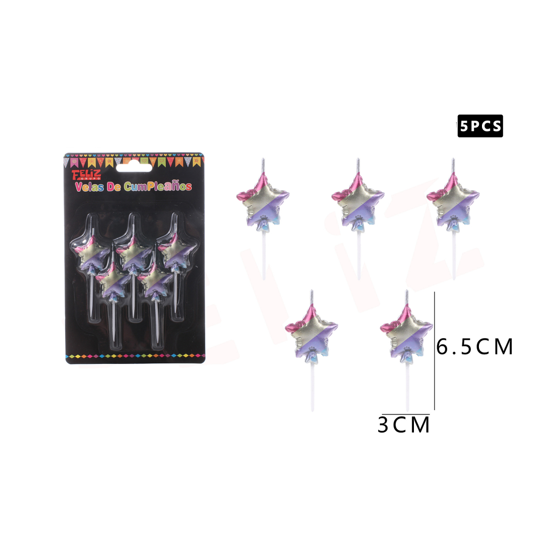 Vela de Cumpleaños Estrellas 5pcs 1