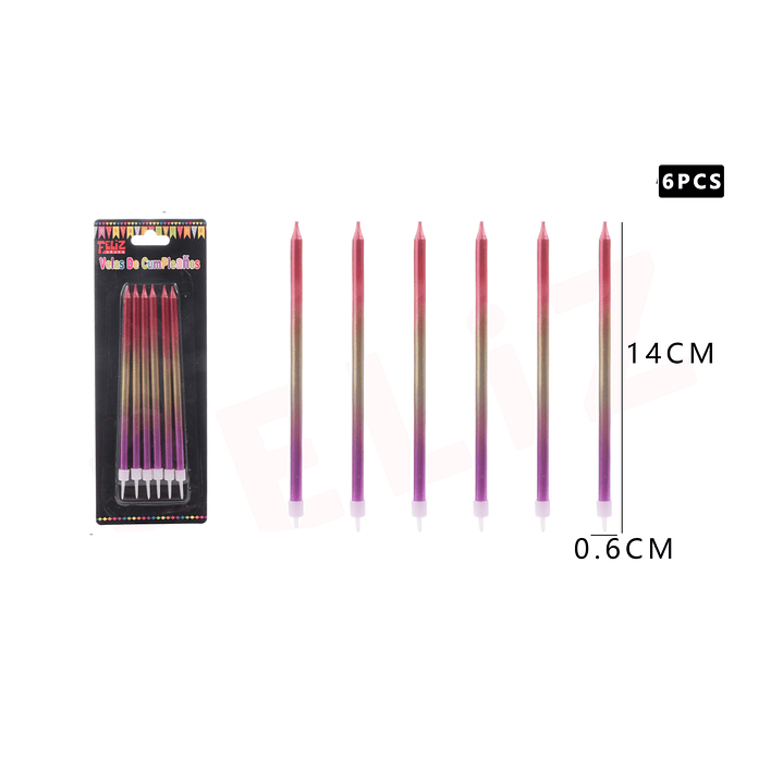 Vela de Cumpleaños Multicolores 6pcs 1