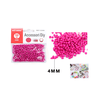 Perlas para Pulseras Fucsia 4mm 50g