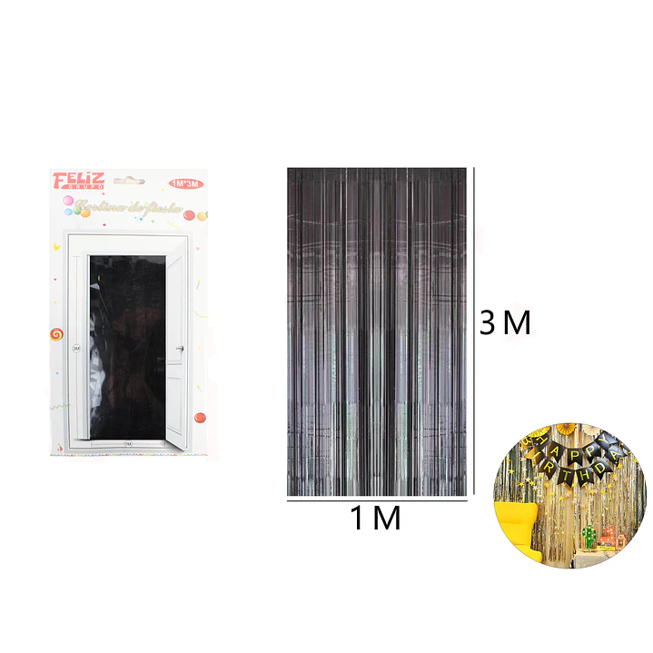 Cortina decorativa Negra 1x3M 1