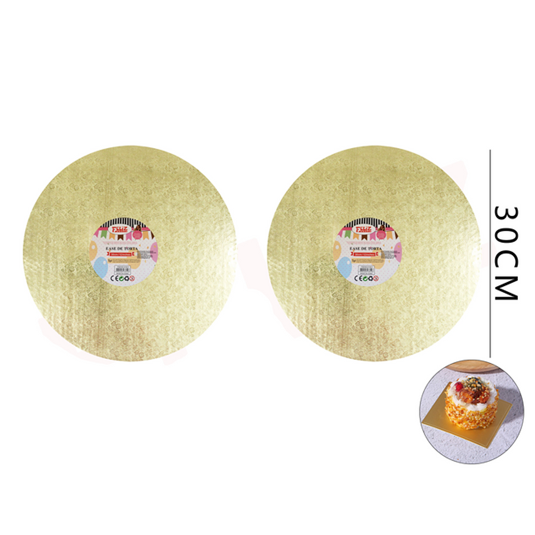 Base de Torta con Diseño de Rosa Redondo Dorado 30 cm 1