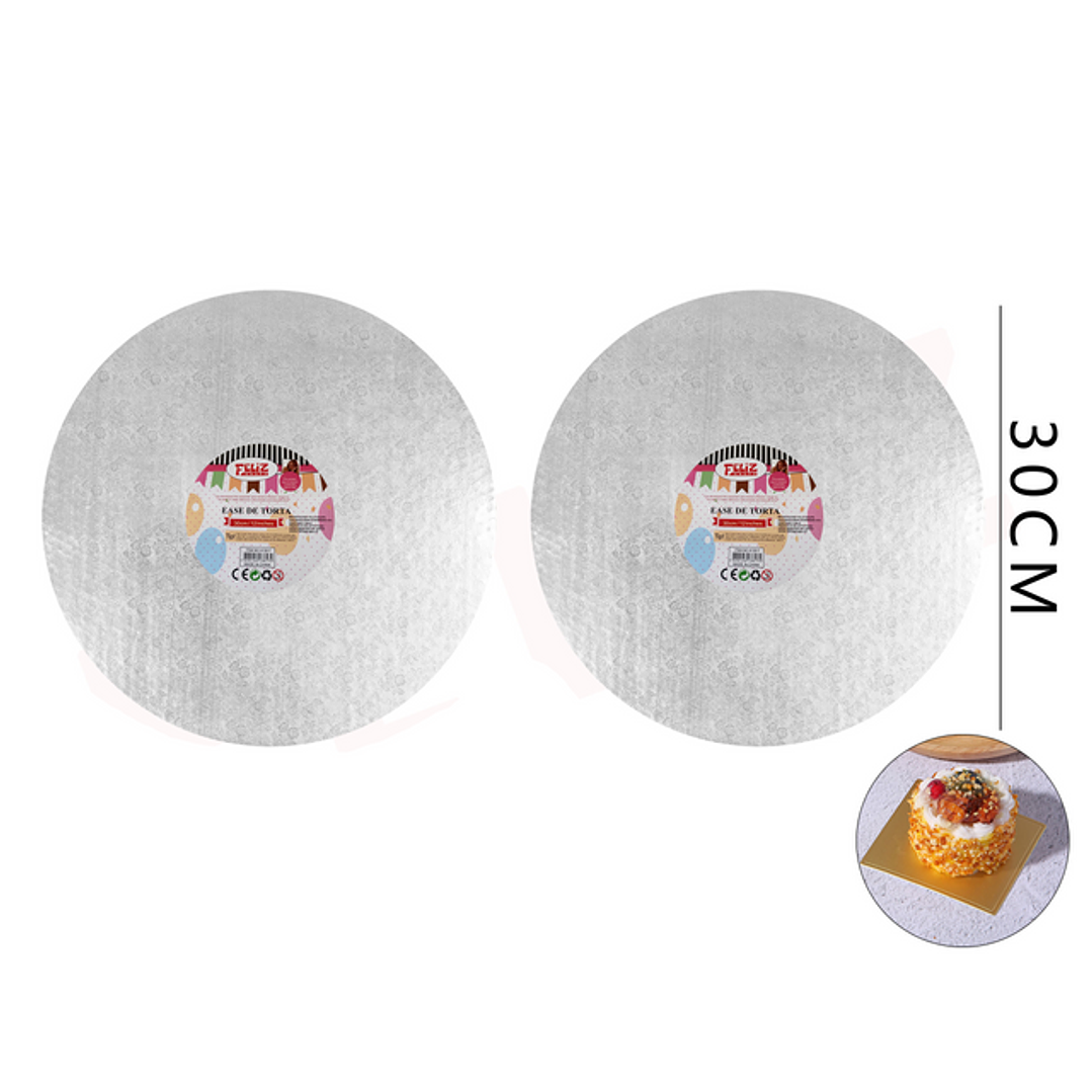 Base de Torta con Diseño de Rosa Redondo Plateado 30 cm 1