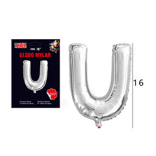 Globo Letra U Plateada 40 cm