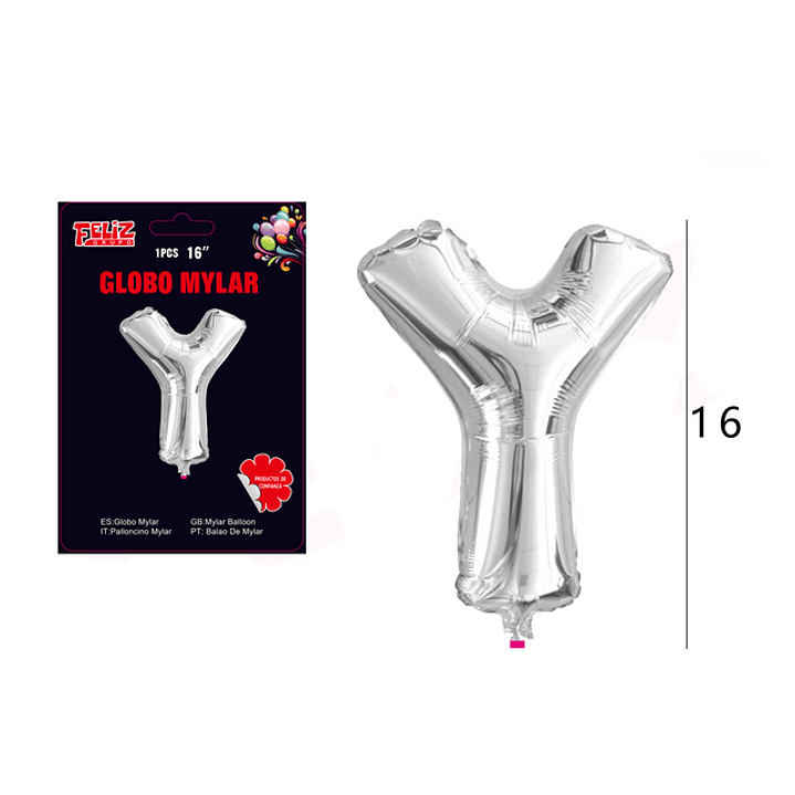 Globo Letra Y Plateada 40 cm 1