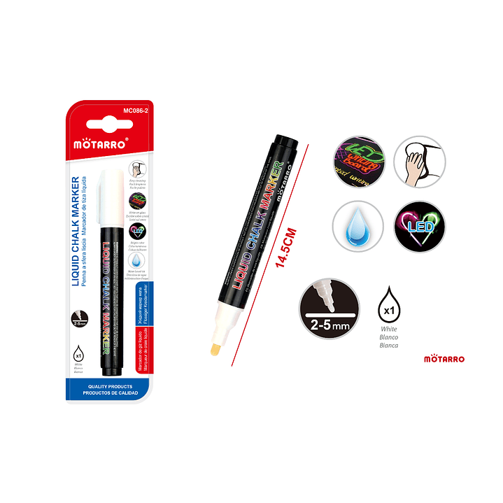 Plumon De Tiza Liquida Blanco 1