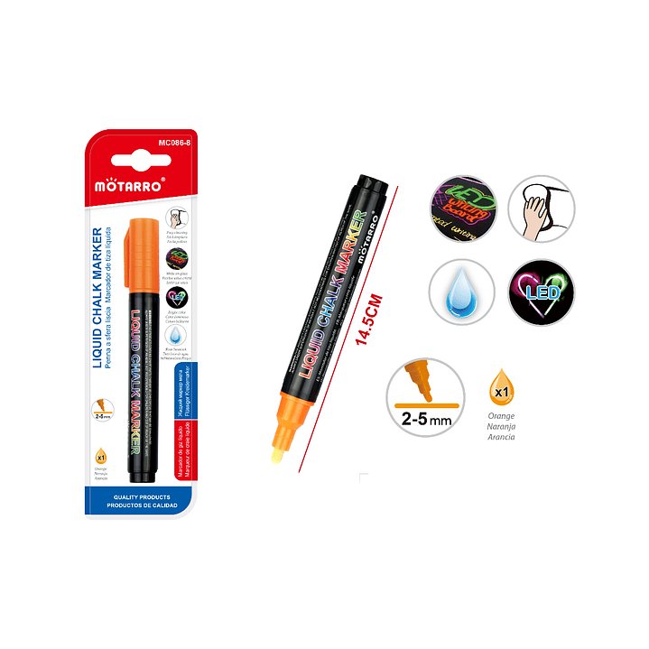 Plumon de Tiza Liquida Naranja 1