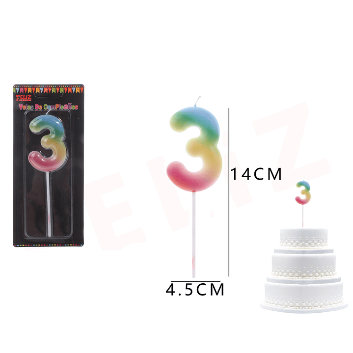 Velas de Numeros 3 degradados 1