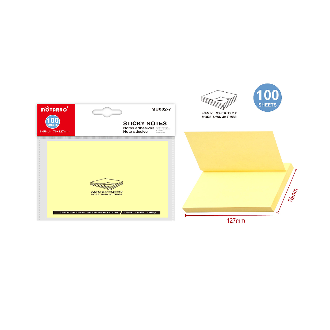 Notas Adhesivas Amarillas 12.7 cm 100 hojas 1