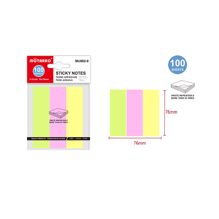 Notas Adhesivas Tricolor 100 Hojas 1
