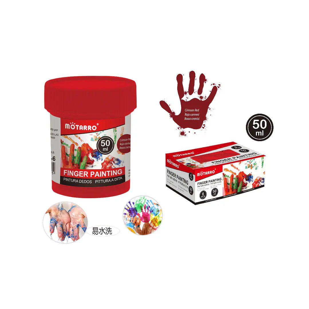 Pintura Rojo Oscuro Para dedos 50ml 6pcs 1