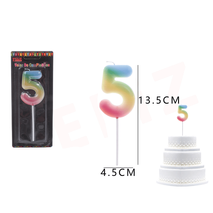 Velas de Numeros 5 degradados 1
