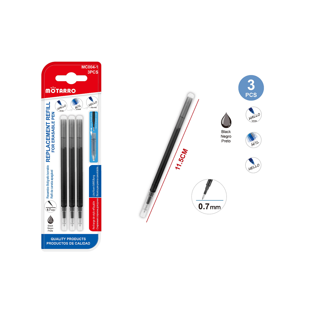 Recambio de Boligrafos Borrable Negro 3 pcs 1