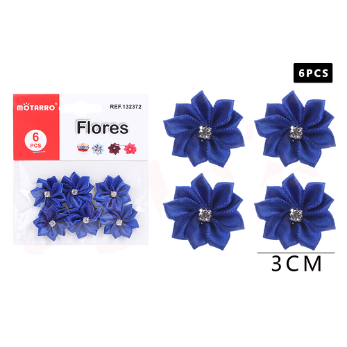 Flor de Decoración Azul con Piedra 3cm 6pcs
