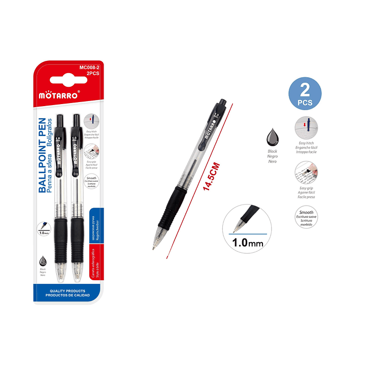 Lápiz Pasta Negro 14.5cm 2pcs 1