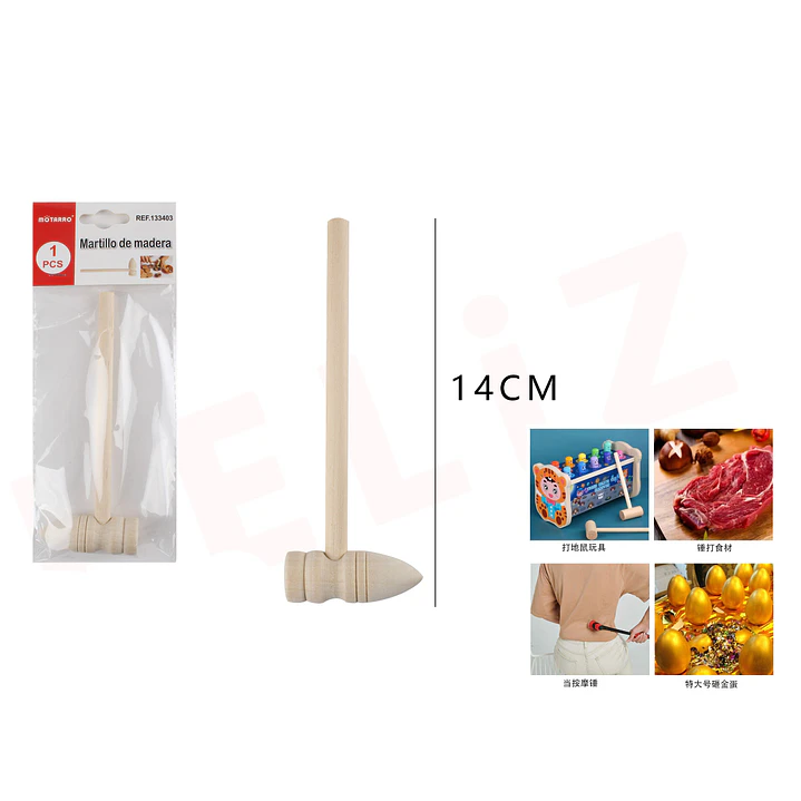 Martillo de Madera traingular 14 cm 1