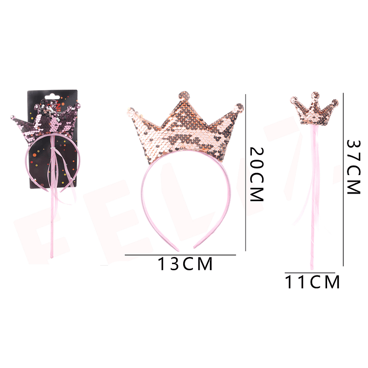 Set de Cintillo y Varita de Corona con Lentejuelas 1